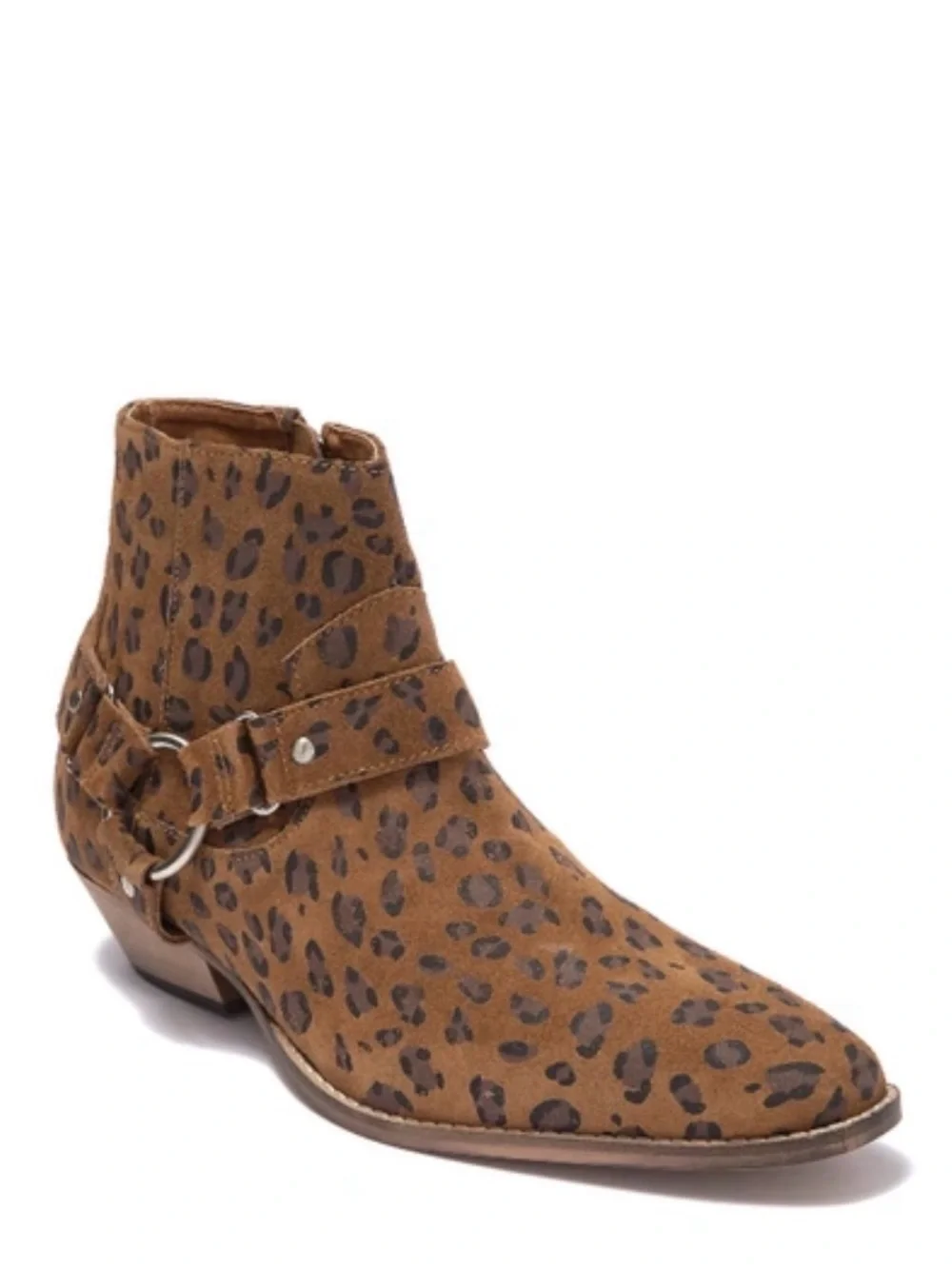 Topman Brown Leopard-Print Suede Chukka Boot